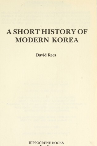 Cover of Short History of Modern Korea