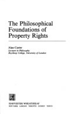 Cover of Philosophical Foundations of Property Rights