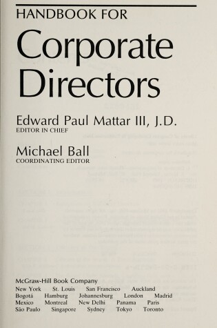 Cover of Handbook for Corporate Directors