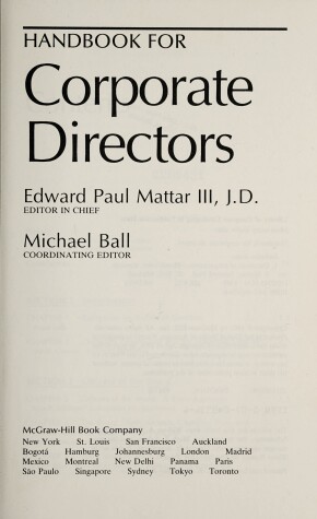 Book cover for Handbook for Corporate Directors