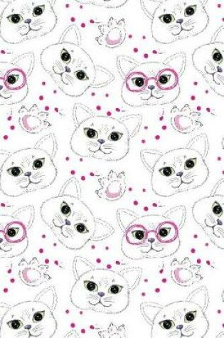 Cover of Journal Notebook For Cat Lovers White Cats Faces and Paws