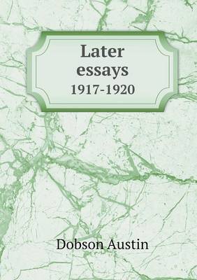 Book cover for Later essays 1917-1920
