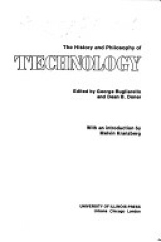 Cover of History of the Philosophy of Technology