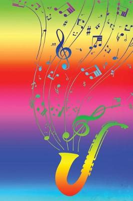 Book cover for Saxophone Rainbow Notebook