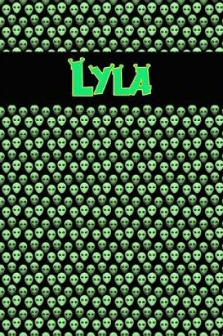 Cover of 120 Page Handwriting Practice Book with Green Alien Cover Lyla