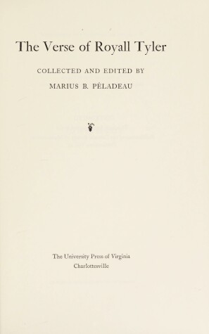 Book cover for The Verse of Royall Tyler