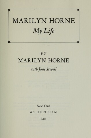 Cover of Marilyn Horne, My Life