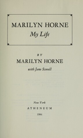 Book cover for Marilyn Horne, My Life