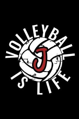 Book cover for J Monogram Initial Volleyball Journal