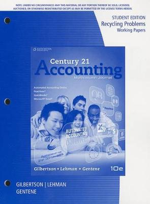 Book cover for Recycling Problems Working Papers, Student Edition for  Gilbertson/Lehman's Century 21 Accounting: Multicolumn Journal, 10th