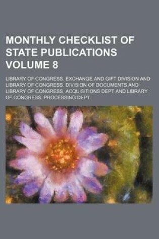 Cover of Monthly Checklist of State Publications Volume 8