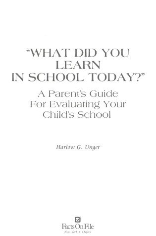 Cover of What Did You Learn in School Today?