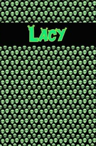 Cover of 120 Page Handwriting Practice Book with Green Alien Cover Lacy