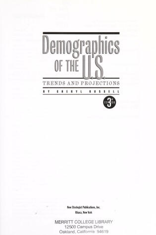 Cover of Demographics of the U.S.: Trends and Projections, 3rd Edition