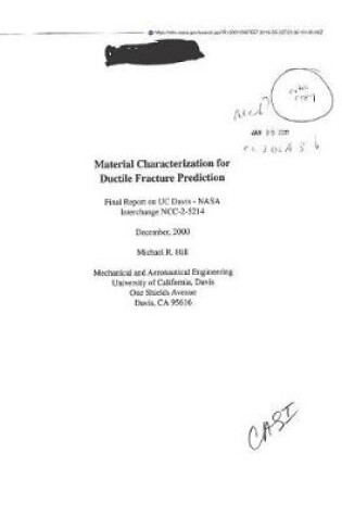 Cover of Material Characterization for Ductile Fracture Prediction