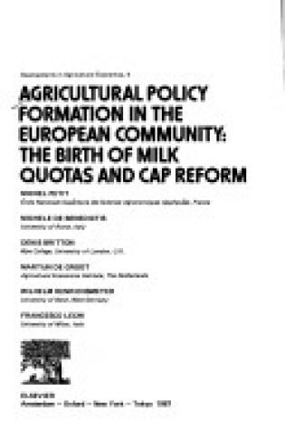 Cover of Agricultural Policy Formation in the European Community
