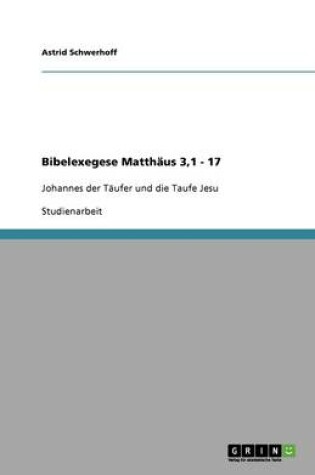 Cover of Bibelexegese Matthaus 3,1 - 17