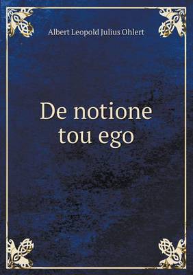 Book cover for De notione tou ego