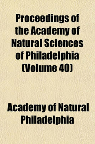 Cover of Proceedings of the Academy of Natural Sciences of Philadelphia Volume 70