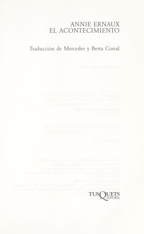 Book cover for El Acontecimiento
