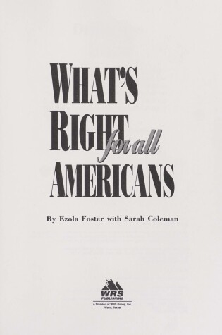 Cover of What's Right for All Americans