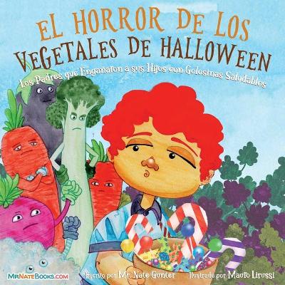 Book cover for Halloween Vegetable Horror Children's Book (Spanish)