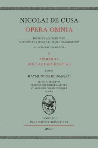 Cover of Nicolai de Cusa Opera omnia