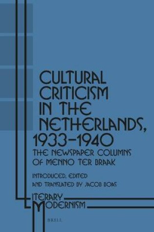 Cover of Cultural Criticism in the Netherlands, 1933-1940