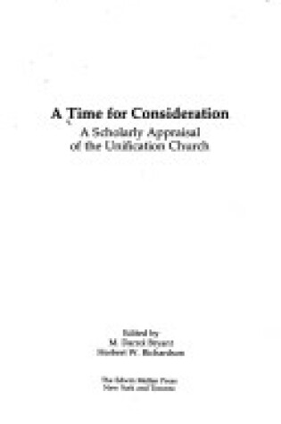 Cover of Time for Consideration