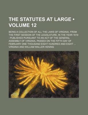 Book cover for The Statutes at Large (Volume 12); Being a Collection of All the Laws of Virginia, from the First Session of the Legislature, in the Year 1619 Published Pursuant to an Act of the General Assembly of Virginia, Passed on the Fifth Day of February One Thousand Ei