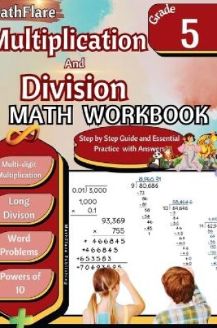 Cover of Multiplication and Division Math Workbook 5th Grade