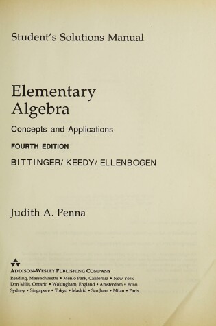 Cover of Students Solutions Manual to Elementary Algebra: Concepts and App