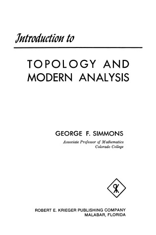 Cover of Introduction to Topology and Modern Analysis