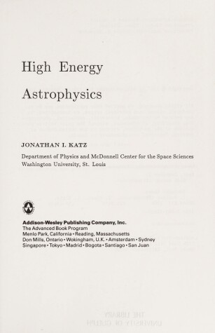 Book cover for High Energy Astrophysics