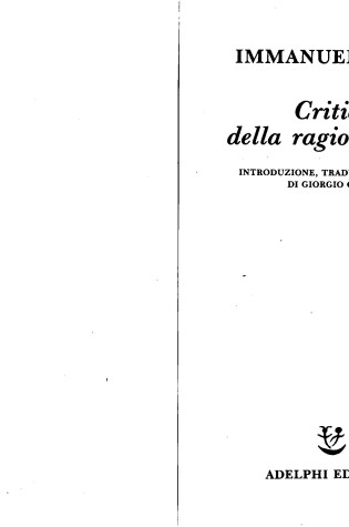 Cover of Critica della ragion pura
