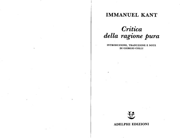 Book cover for Critica della ragion pura