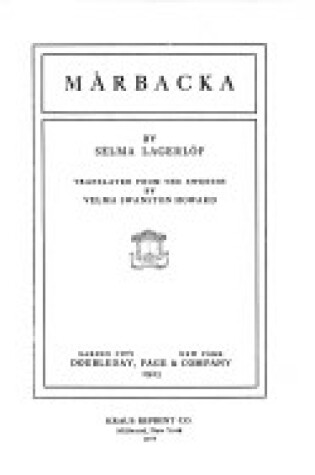 Cover of Marbacka