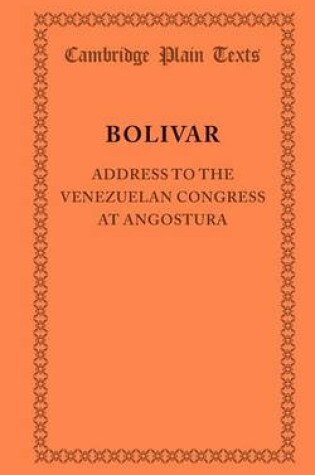 Cover of Address to the Venezuelan Congress at Angostura