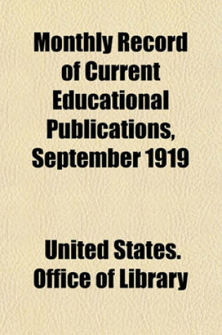 Cover of Monthly Record of Current Educational Publications, September 1919