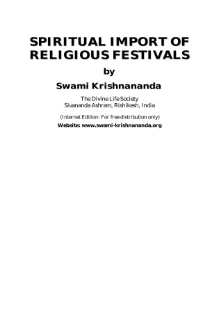 Cover of Spiritual Import of Religious Festivals