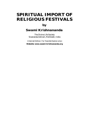 Book cover for Spiritual Import of Religious Festivals