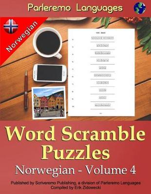 Book cover for Parleremo Languages Word Scramble Puzzles Norwegian - Volume 4