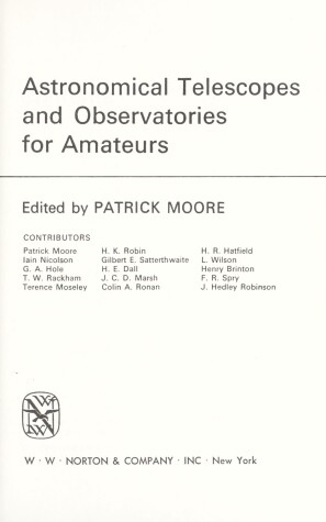 Book cover for Astronomical Telescopes and Observatories for Amateurs,