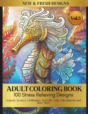 Book cover for Animal Coloring Book for Adults, 100 Pages Vol. 3