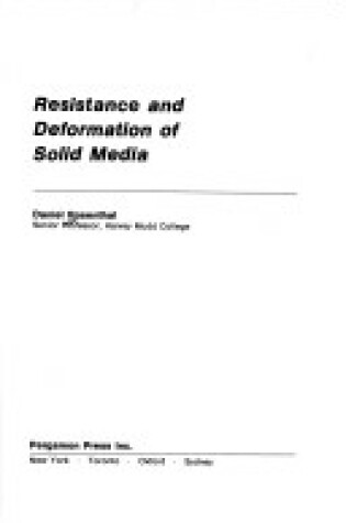 Cover of Resistance and Deformation of Solid Media