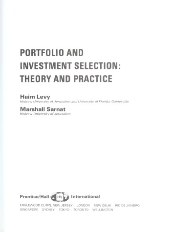 Book cover for Portfolio and Investment Selection