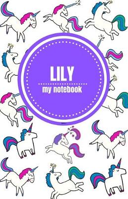 Book cover for Lily - Unicorn Notebook - Personalized Journal/Diary - Fab Girl/Women's Gift - Christmas Stocking Filler - 100 lined pages