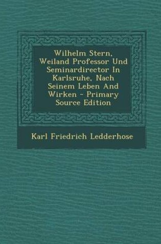 Cover of Wilhelm Stern, Weiland Professor Und Seminardirector in Karlsruhe, Nach Seinem Leben and Wirken - Primary Source Edition