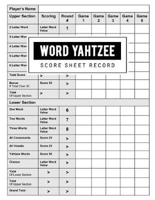 Book cover for Word Yahtzee Score Record