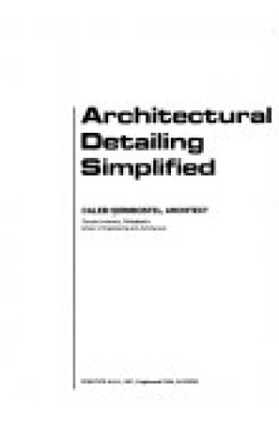 Cover of Architectural Detailing Simplified